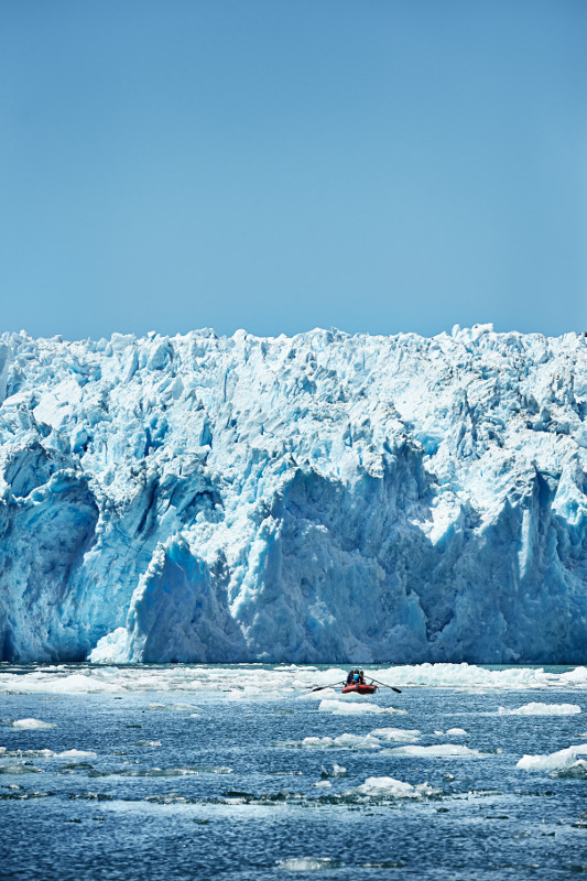 towering glacier in Chile