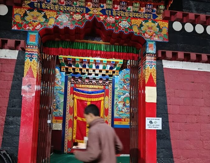 Monk in front of Monastery on way to Everest.