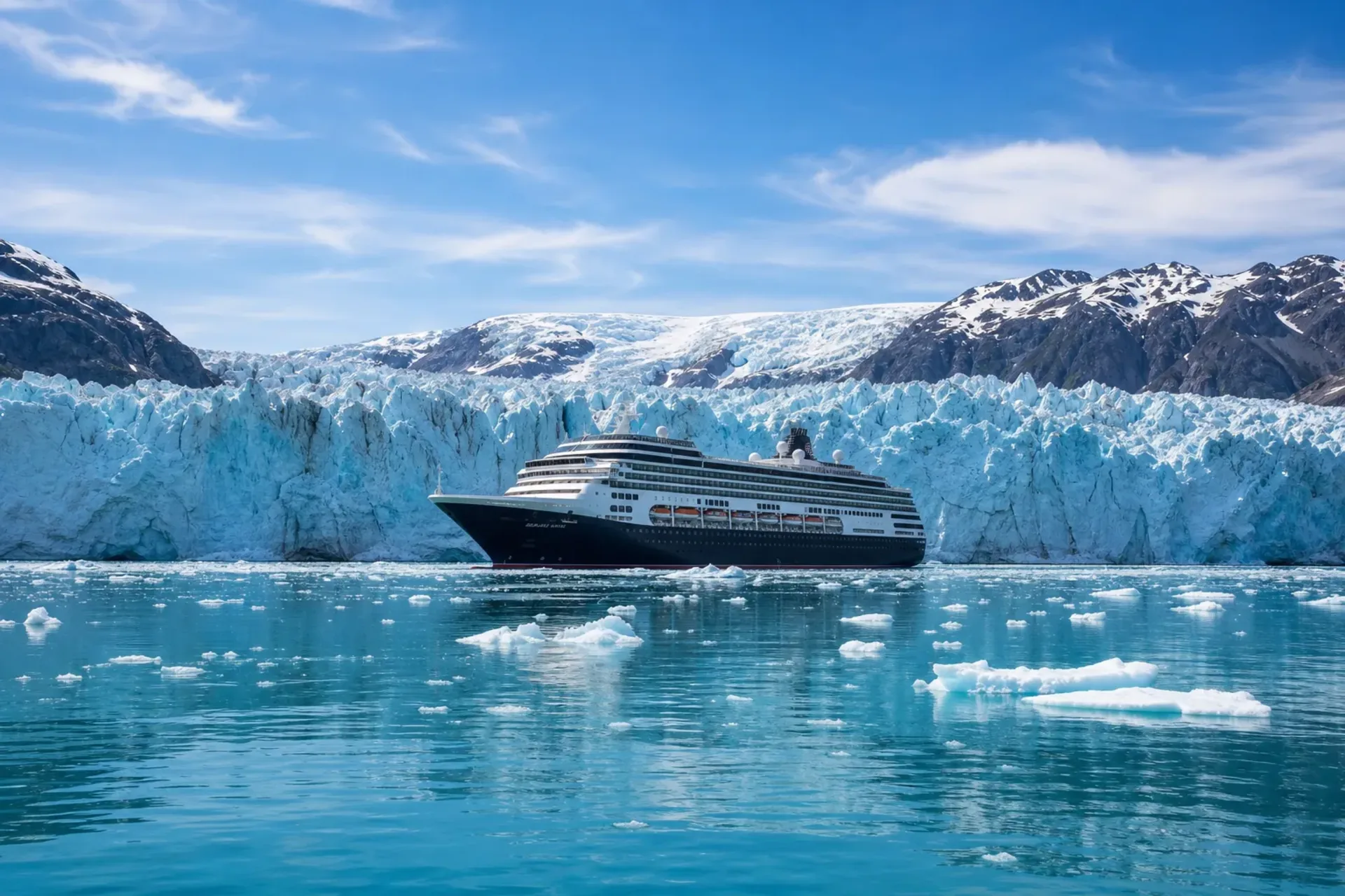 Alaska-A 5-star ship on an Alaska cruise Endicott Arm viewing the Dawes Glacier.