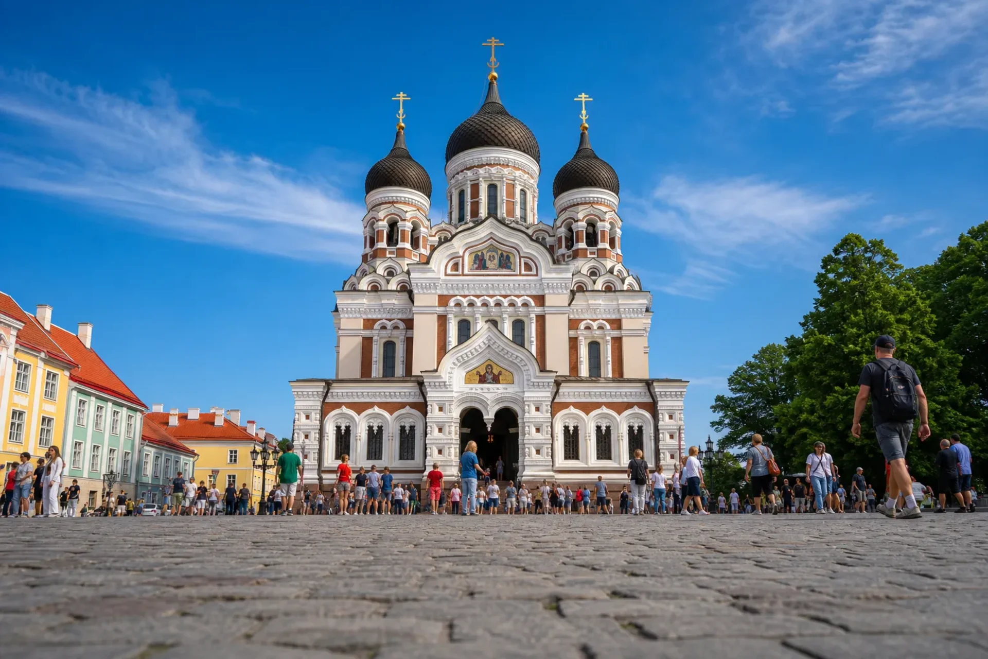 Latvia, Estonia & Finland-The ornate domes of the Alexander Nevsky Cathedral in Tallinn during a Baltic Capitals tour.