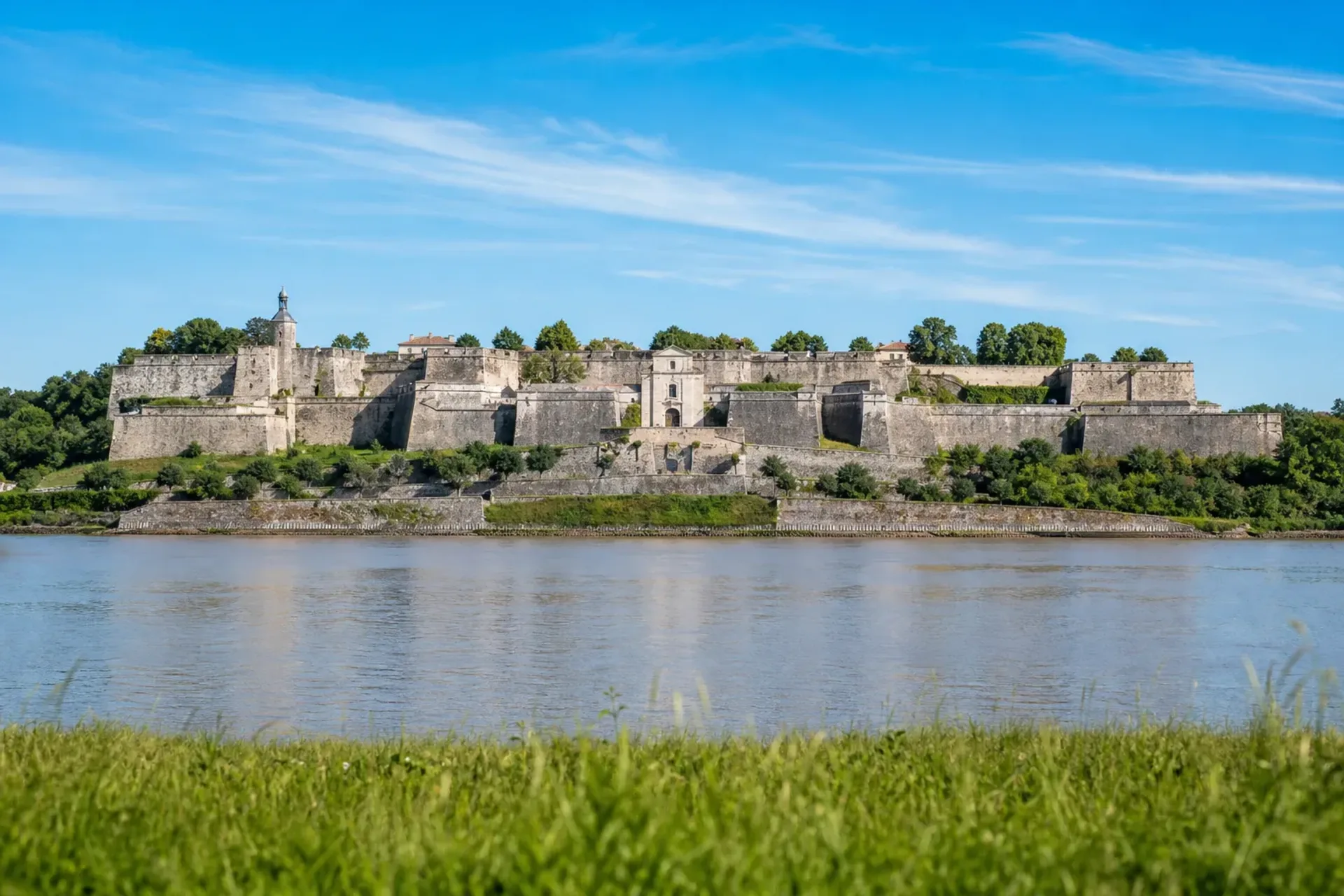 France-The historic Citadel of Blaye overlooking the Dordogne River, a key destination on our tour of Bordeaux Chateaux wineries.