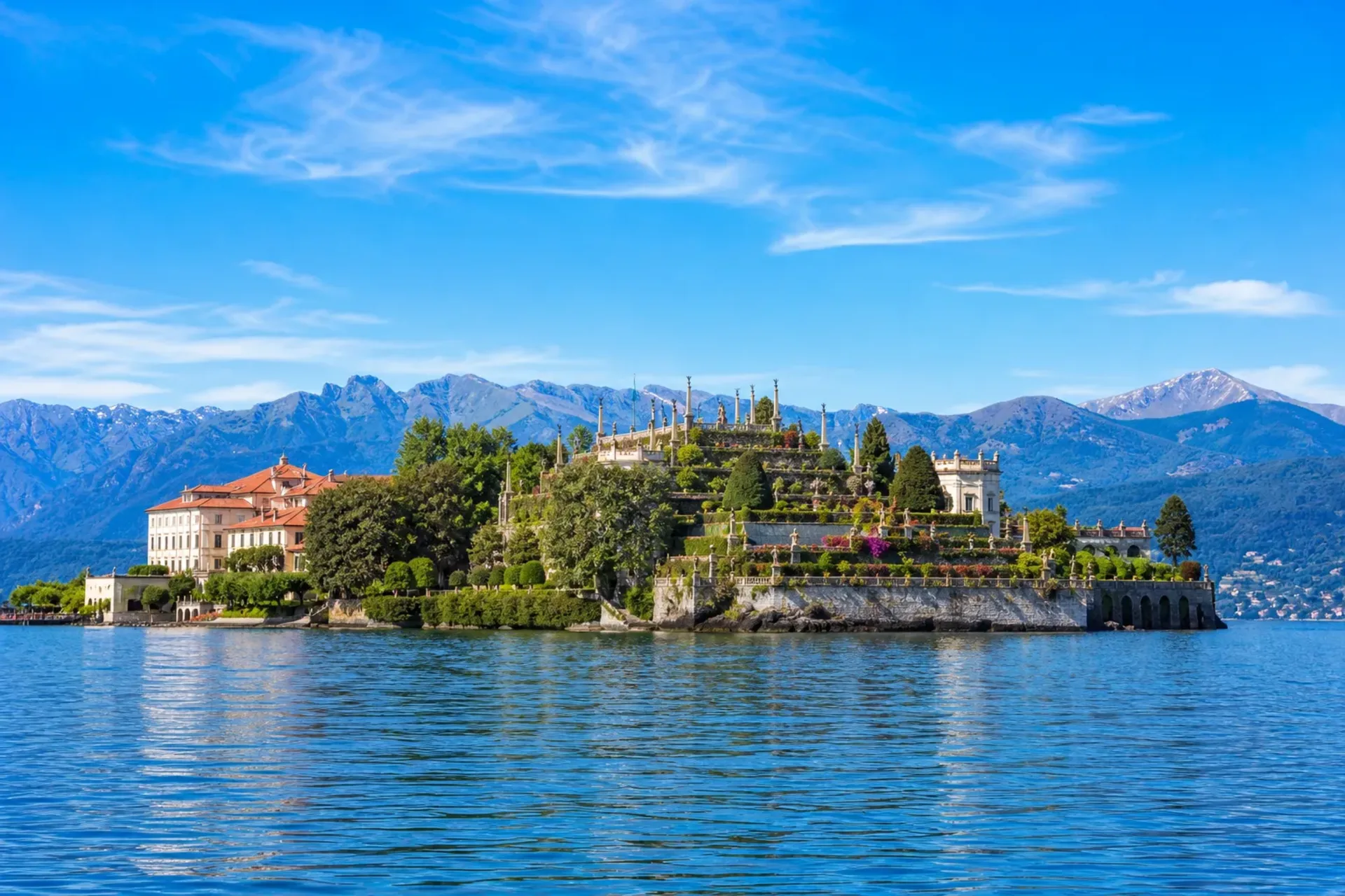 Italy-A sunny view of Isola Bella on Lake Maggiore, a highlight of our Lake Maggiore Turin tour.