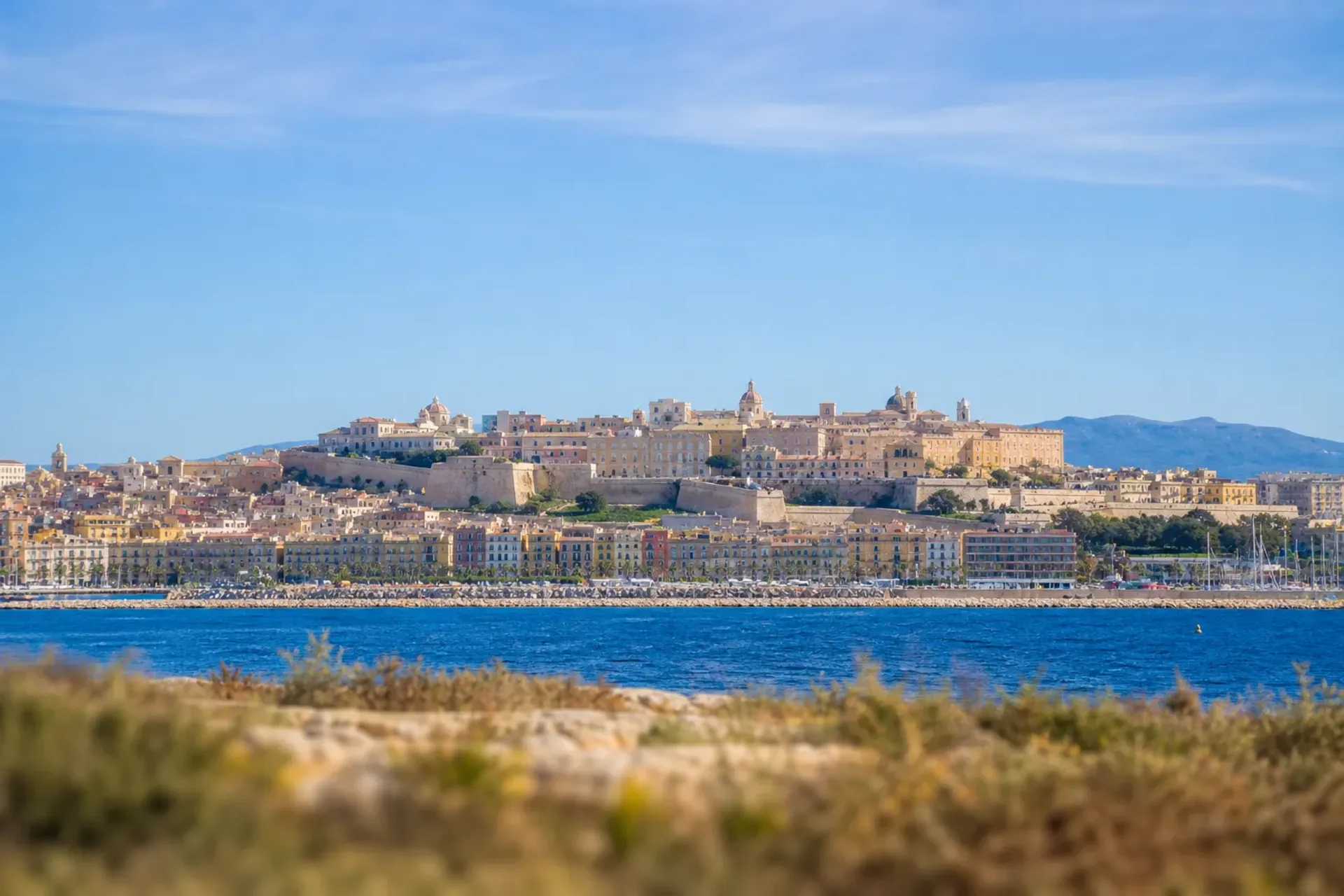 Spain, Italy, France-A panoramic view of Cagliari, Sardinia, a highlight of the MSC Sardinia Cannes Ibiza cruise.