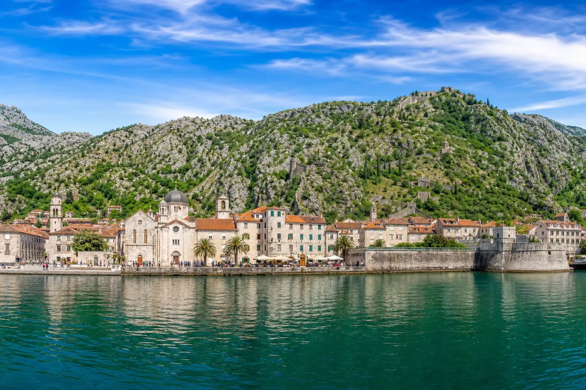 Greece, Montenegro & Italy-The scenic old town and mountains of Kotor visited during the Syros Mykonos Montenegro cruise.