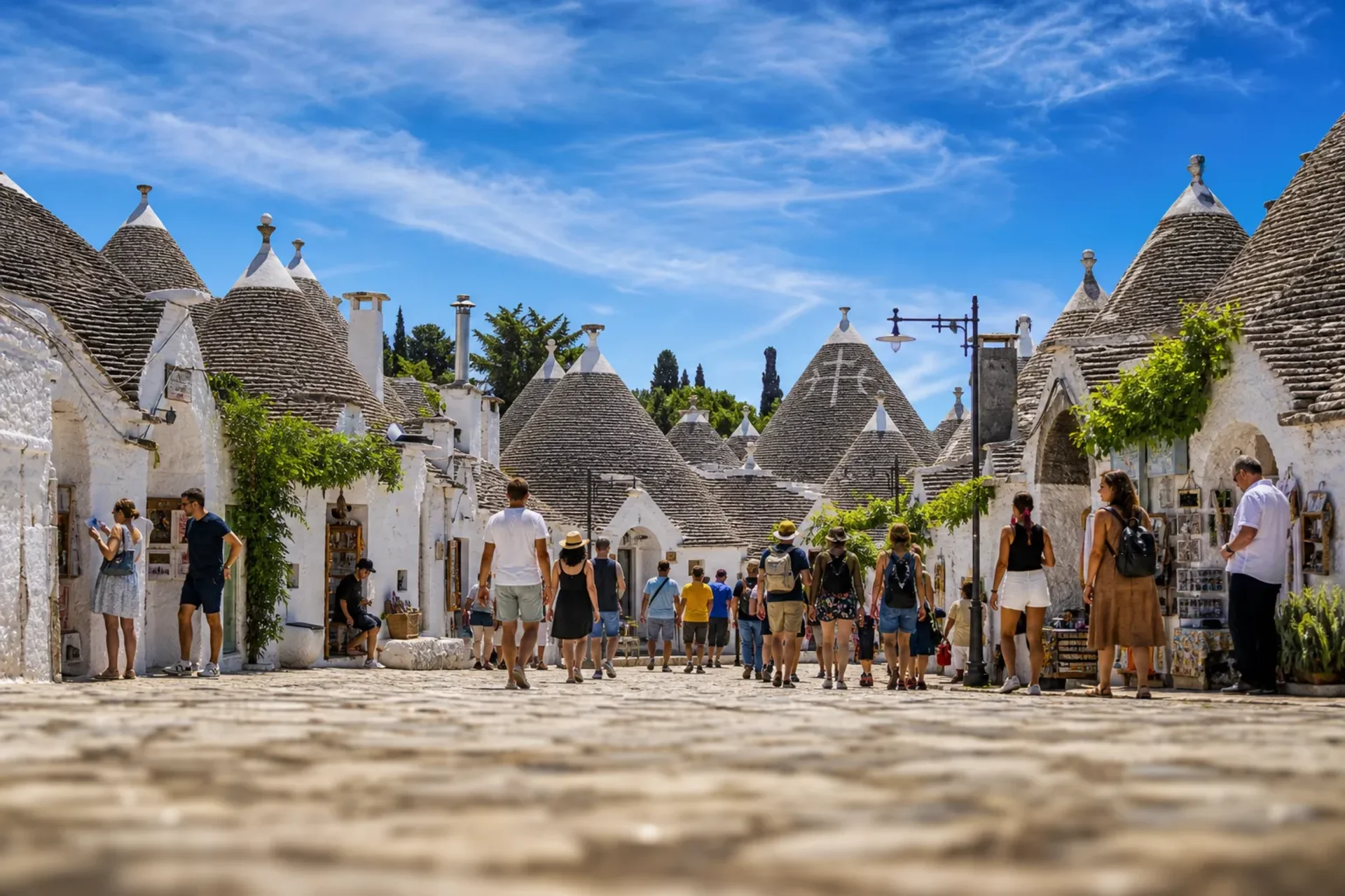 Italy-Traditional Trulli houses in Alberobello on an Undiscovered Italy Puglia escorted tour.