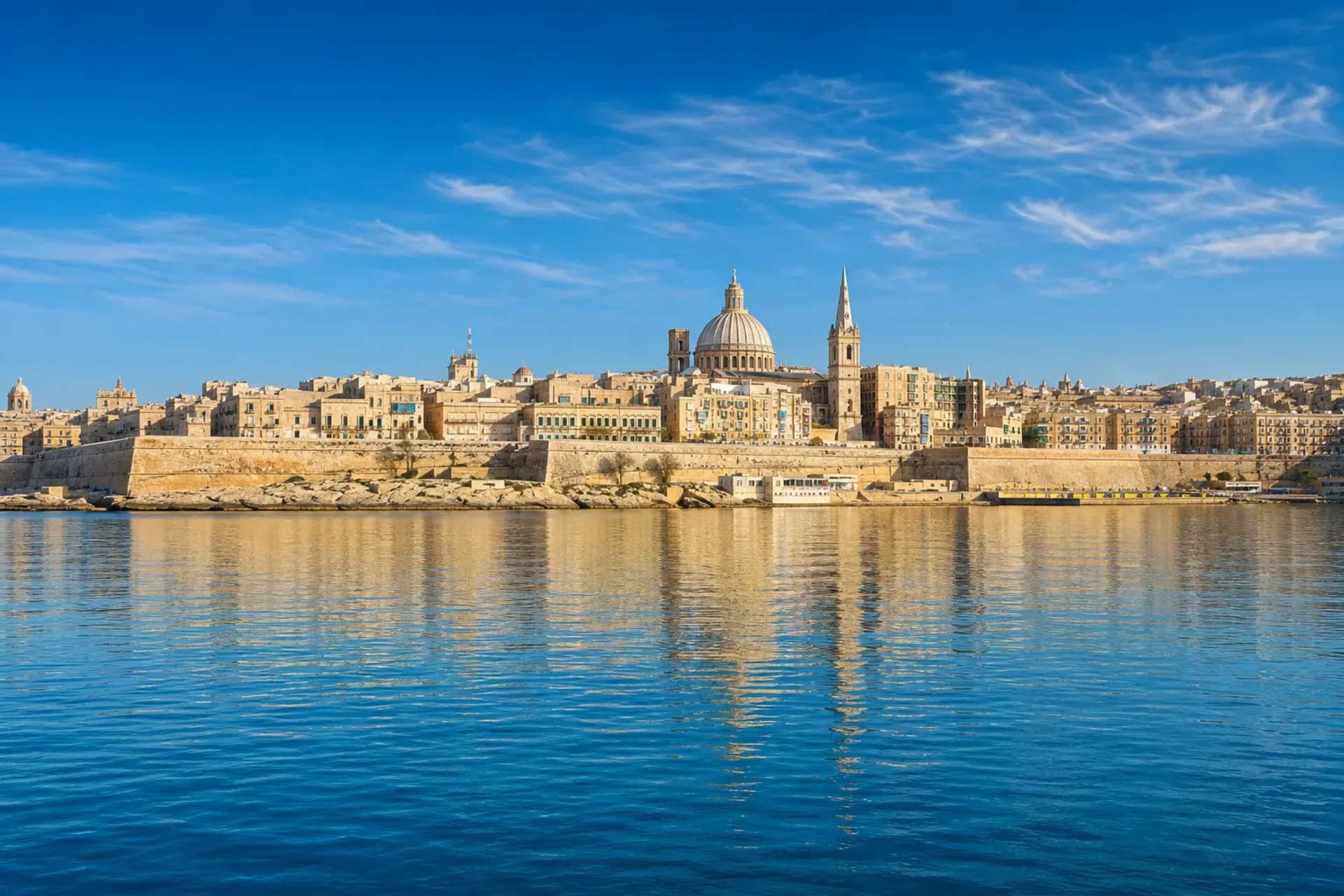 Spain, Malta and Italy-A panoramic view of Valletta harbour during a Western Med 2026 cruise.