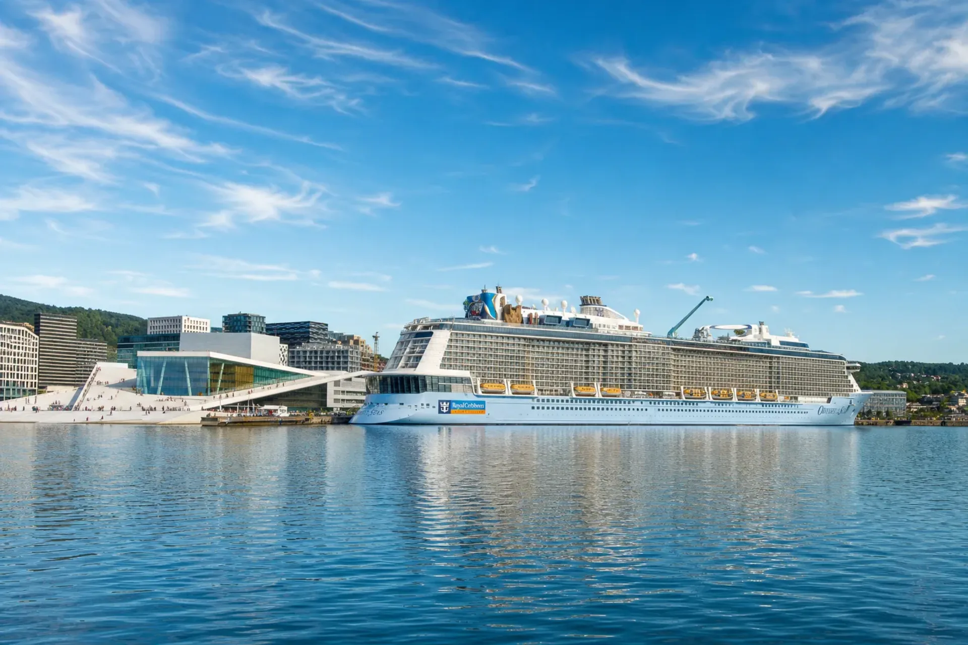 Norway-A Royal Caribbean ship docked in Oslo during a Norwegian Adventure cruise.