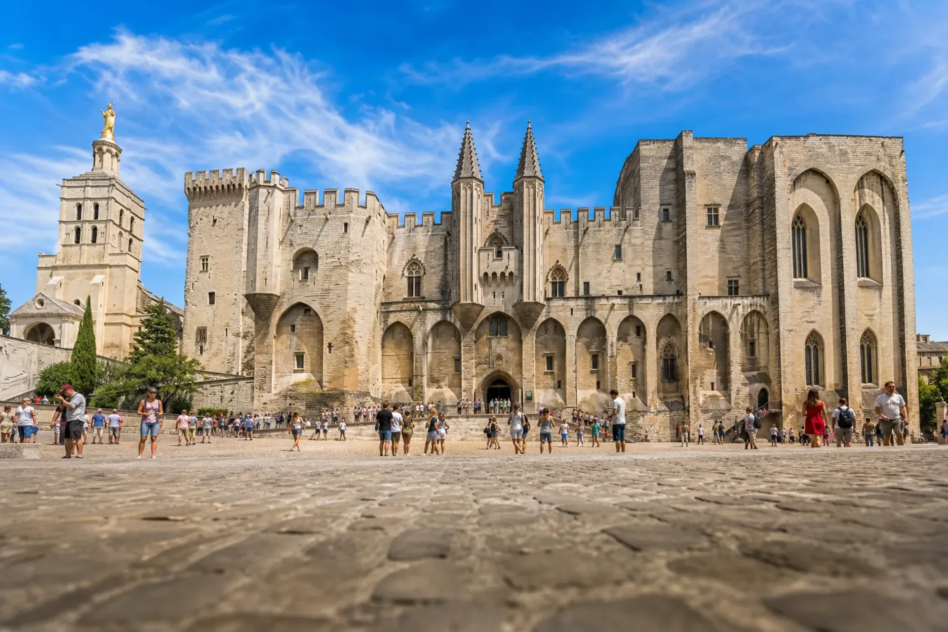France-The grand Palace of the Popes in Avignon during a River Rhone Provence cruise.