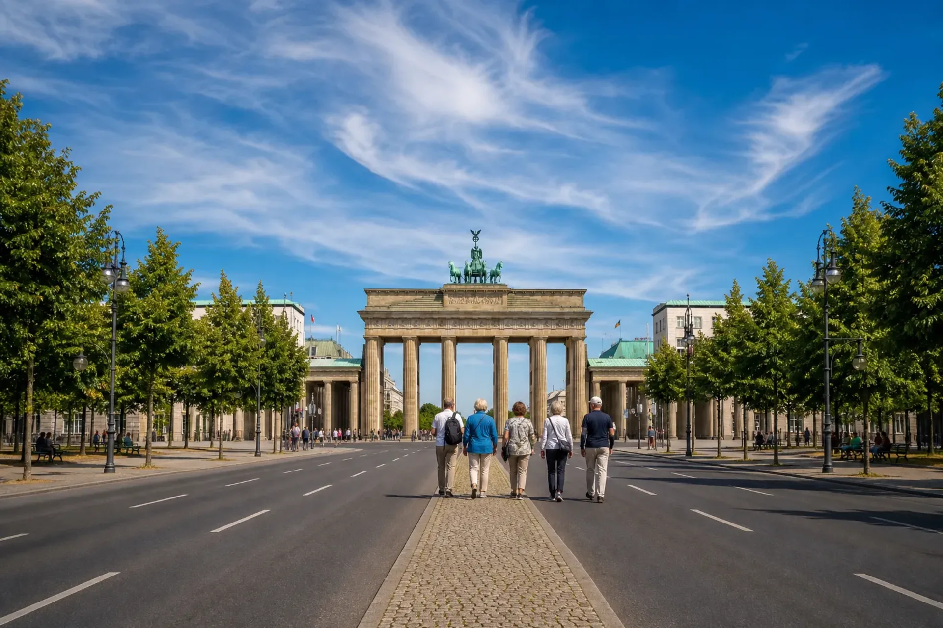 Germany-The Brandenburg Gate under a blue sky during an André Rieu Berlin concert break.