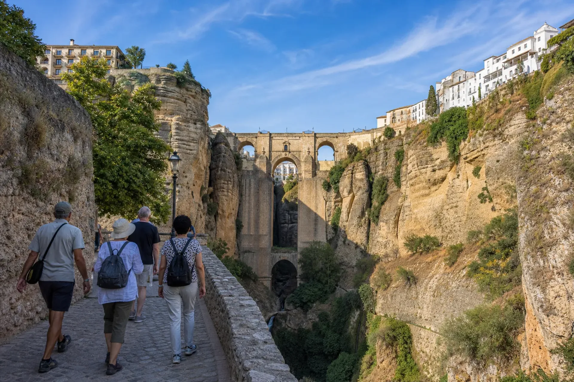 Spain-The historic Puente Nuevo bridge in Ronda visited during the Costa del Sol Bridge holiday.