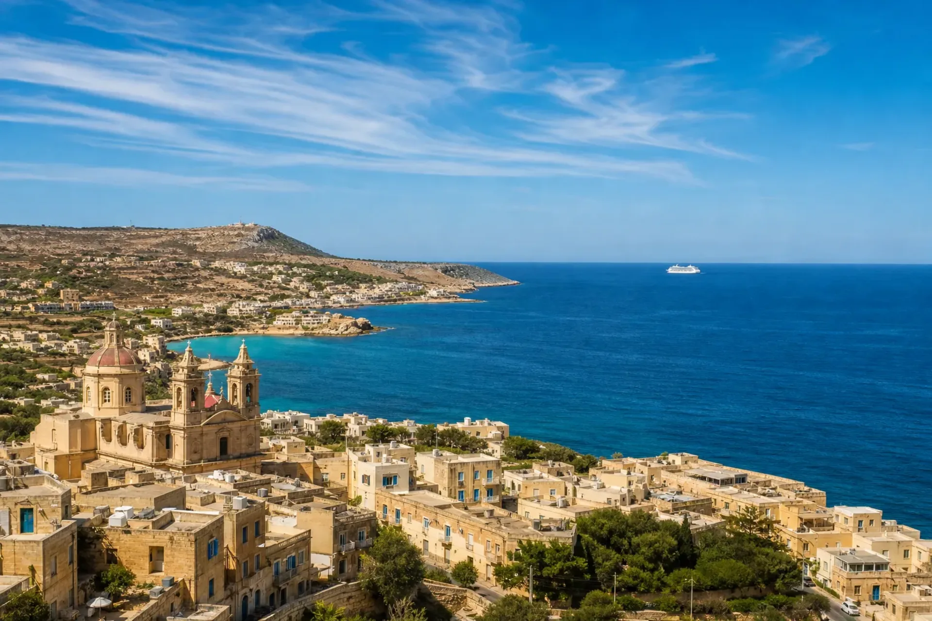 Malta-A sunny coastal view of Malta during a Malta Gozo escorted tour.