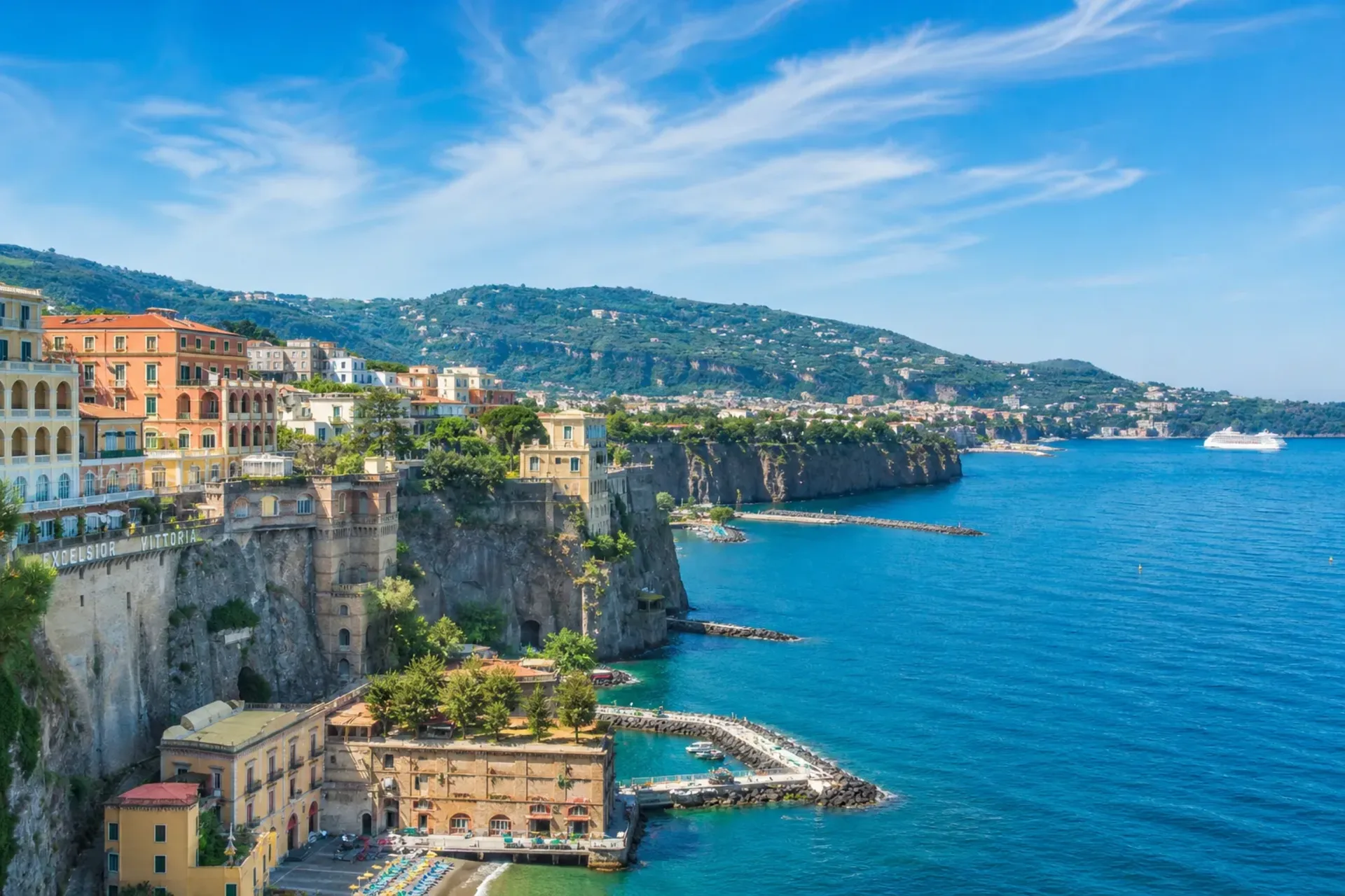 Mediterranean-A scenic view of the Mediterranean coastline and calm waters during a Mediterranean Medley cruise.