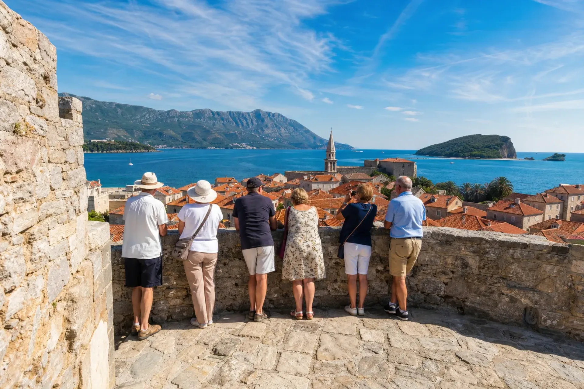 Montenegro-The historic stone Citadel in Budva looking over the sea, one of the Montenegro Riviera highlights.