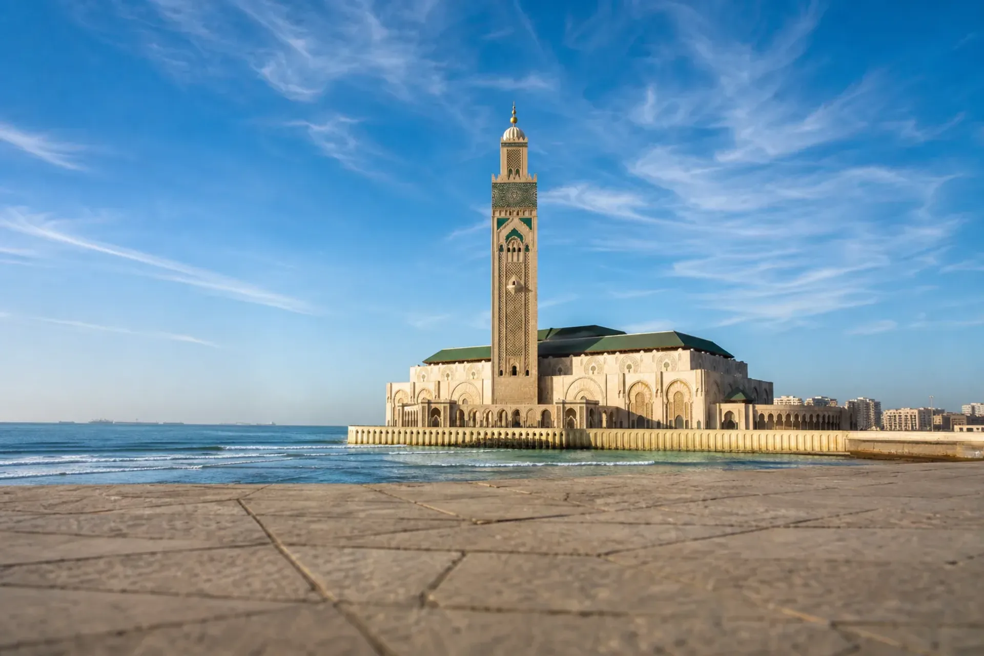 Morocco-The magnificent Hassan II Mosque on the coast of Casablanca during the Morocco Discovery Tour.