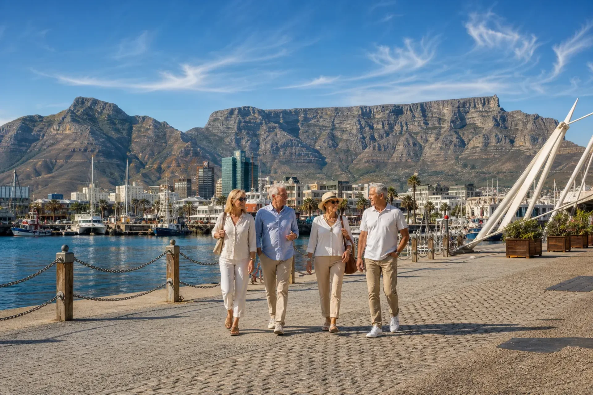 South Africa-A stunning view of Table Mountain in Cape Town during a South Africa escorted tour.