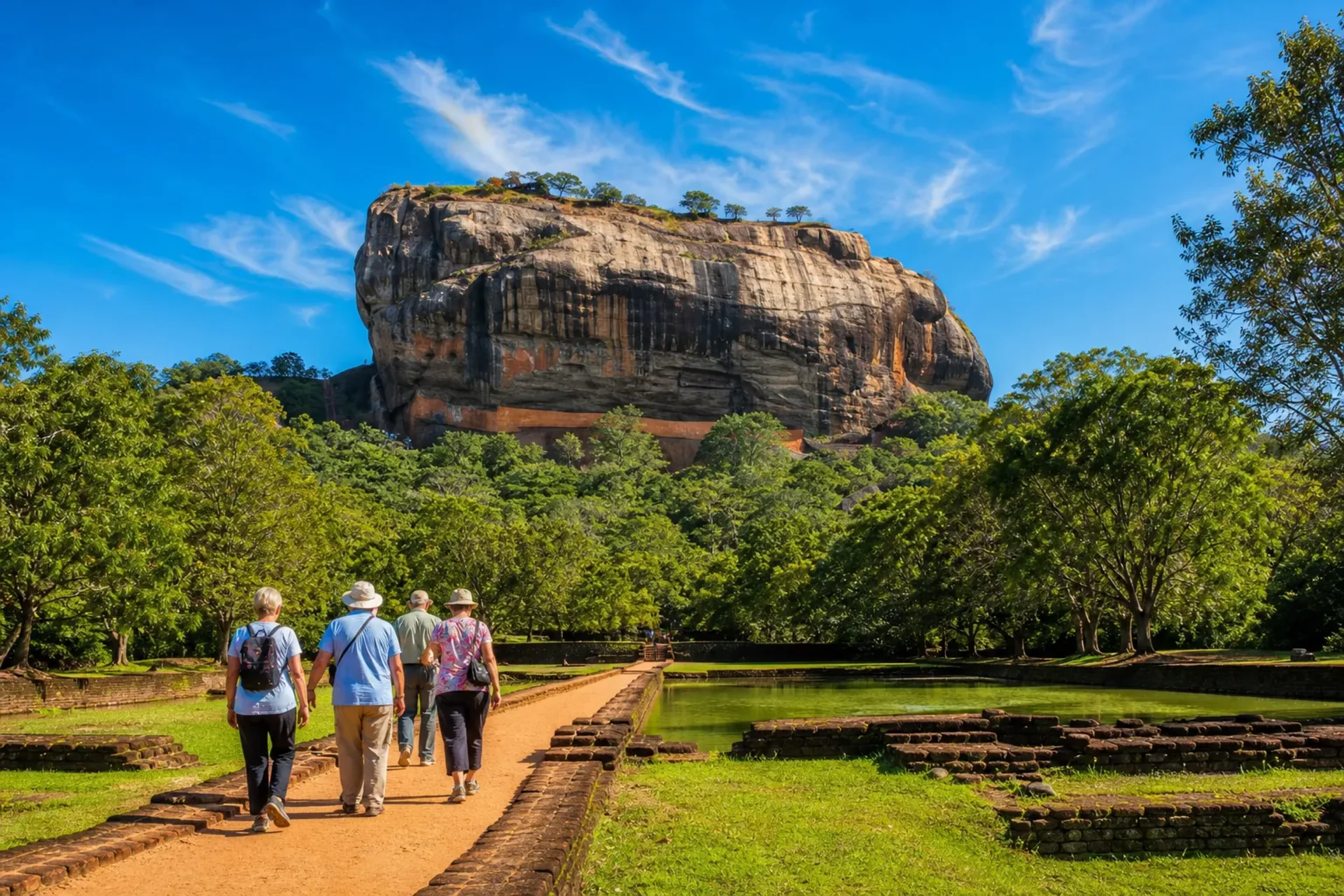 Sri Lanka-The ancient Sigiriya Lion Rock fortress viewed during a Sri Lanka escorted tour.