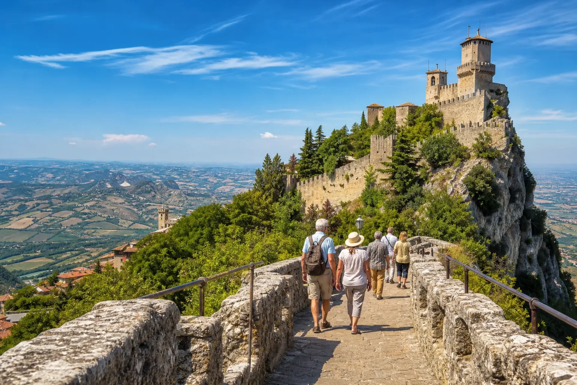 Italy-A scenic view of Mount Titano in San Marino during an Adriatic Riviera tour.
