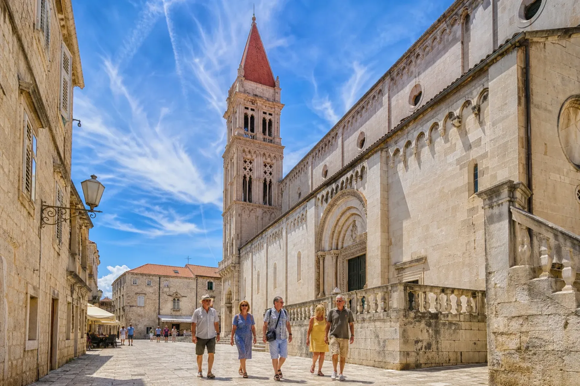 Croatia-A sunny view of a historic cathedral during a Dalmatian Coast tour in Croatia.