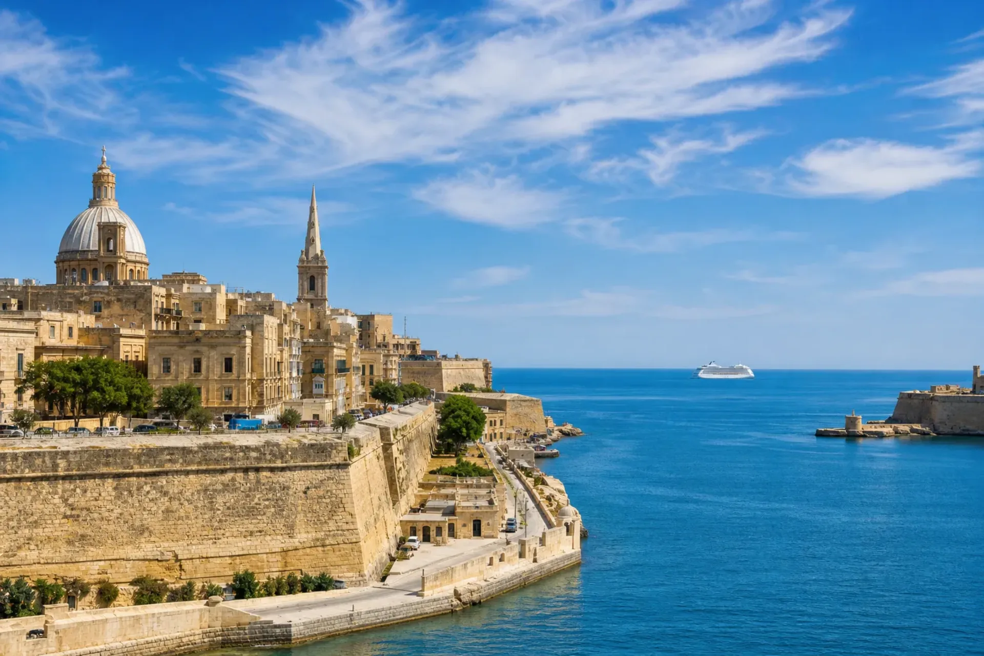 Italy, Greece & Malta-A scenic view of the Valletta coastline during an Italy Greece Malta cruise.