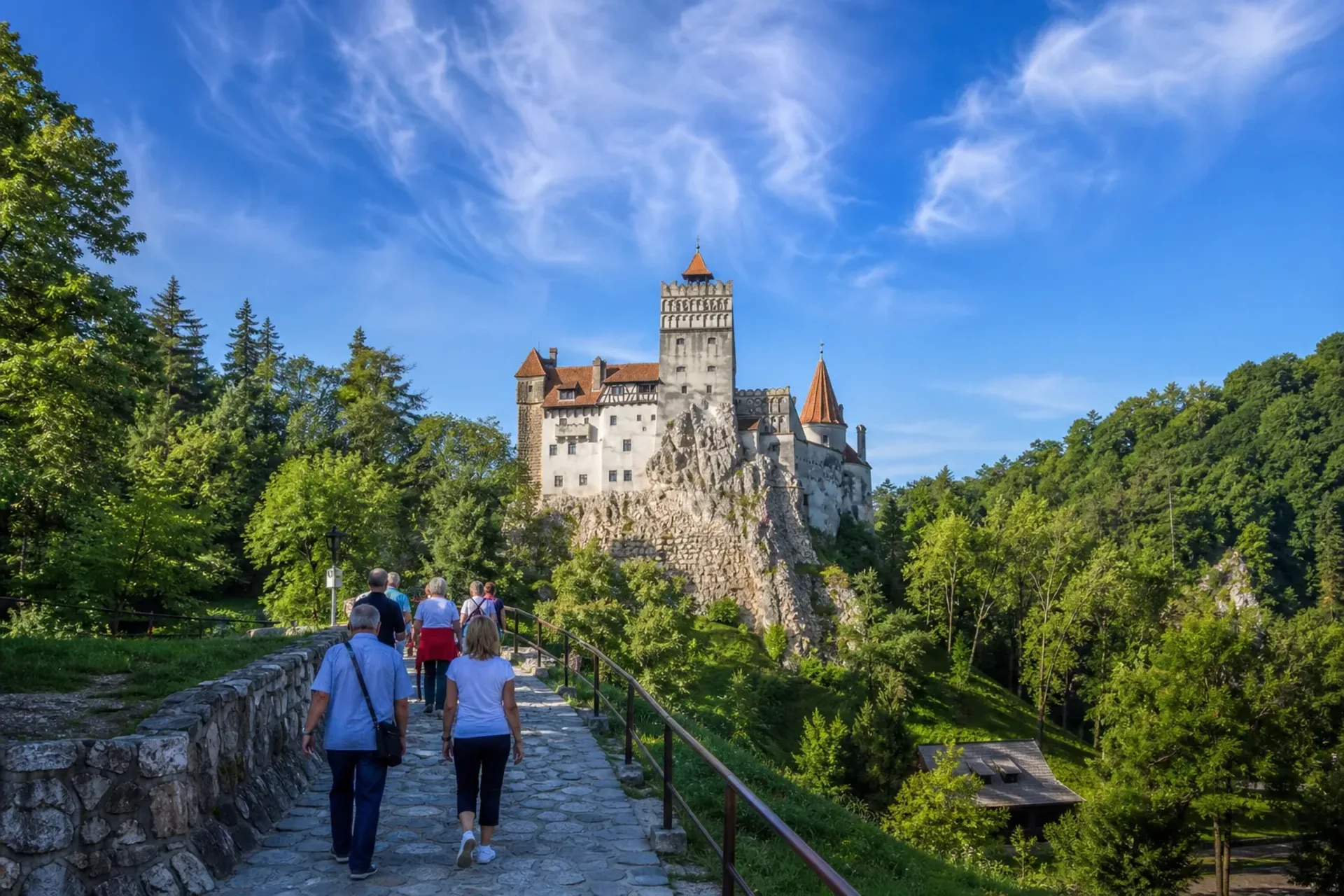 Romania-The medieval Bran Castle in Transylvania on a sunny day during a Romania Transylvania tour.