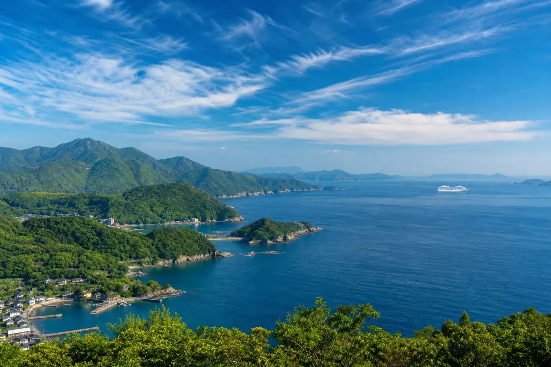 China & Japan-A scenic view of the Japanese coastline during a Shanghai Nagasaki Japan cruise.