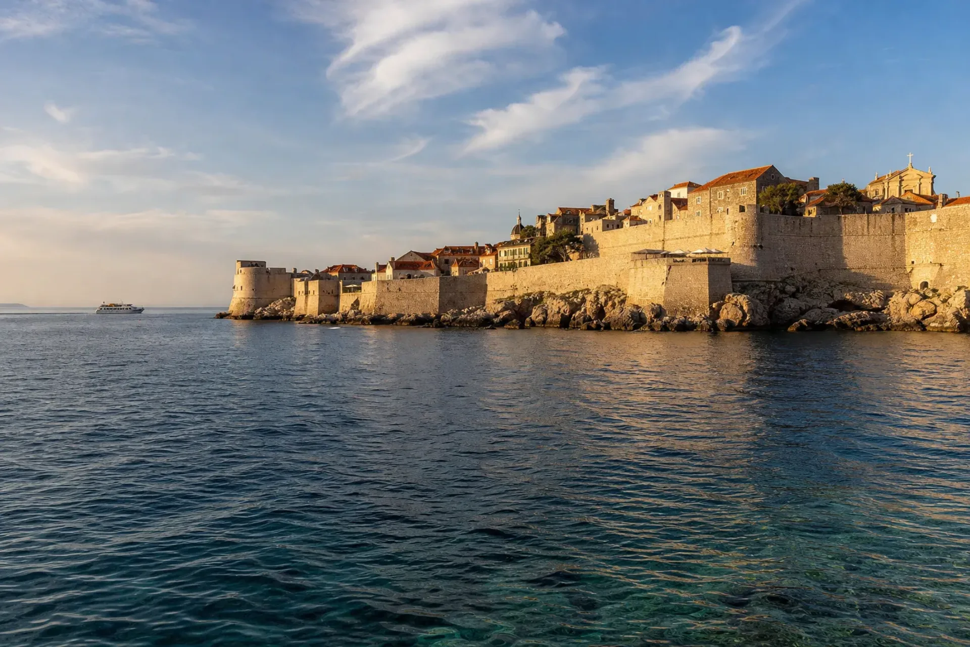 Greece, Croatia, Montenegro, Albania-A scenic view of the Dubrovnik coastline during a Mediterranean Adriatic Albania Greece cruise.