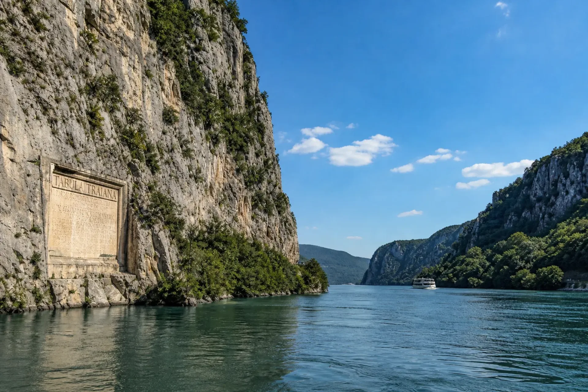 Serbia-A scenic view of the Iron Gates gorge during a Danube Balkans cruise.