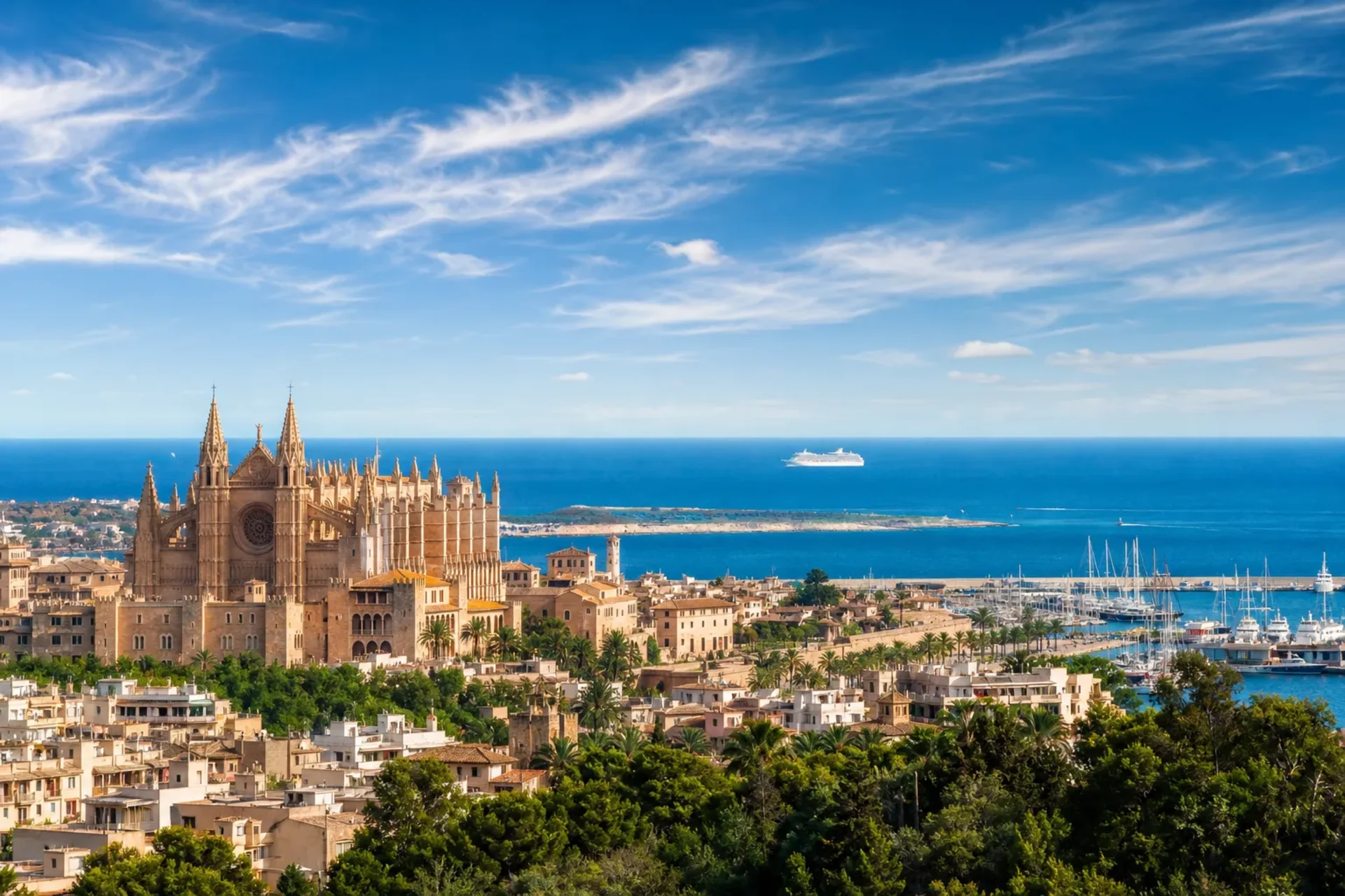 Italy, Spain, France-A beautiful view of the Mediterranean coastline during a Mediterranean cruise.