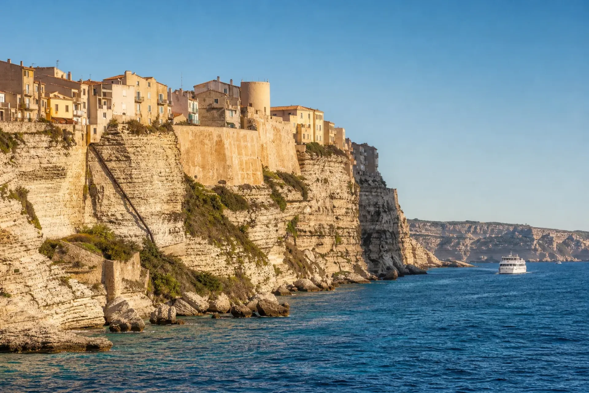Sardinia-A scenic view of the Bonifacio clifftops and turquoise sea during a Sardinia Corsica tour